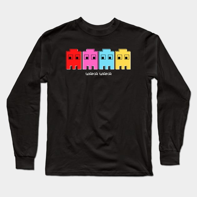 Waka Waka arcade ghost, retro 8-bit Long Sleeve T-Shirt by Teessential